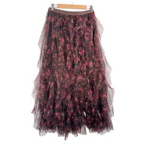 Floral Tulle Black and Pink/Burgundy Skirt